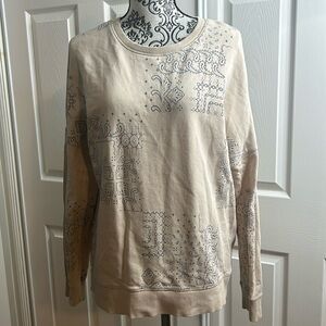 Fabletics Light Cream Blue Print Oversize Top L